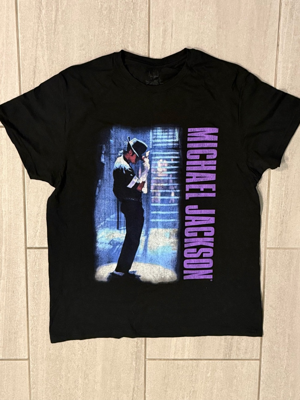 Black Michael Jackson Graphic Tee with Purple Text